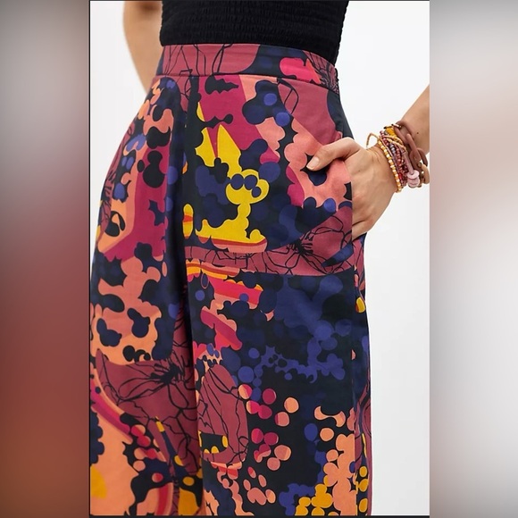 Anthropologie Wide Leg Pants Red & Black Floral Size M NWOT - Picture 9 of 9